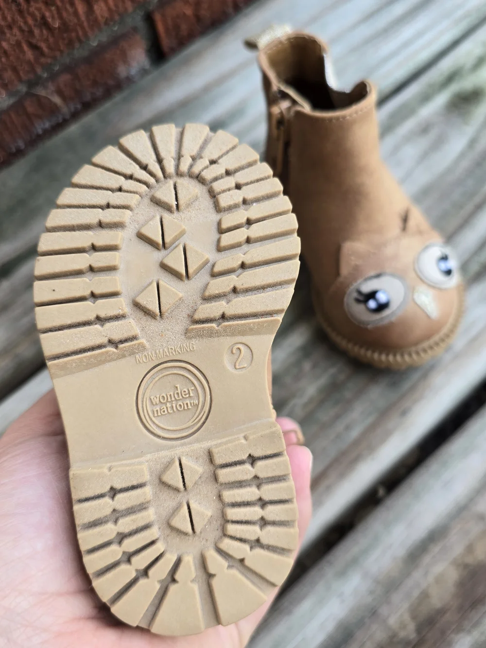 wonder nation Tan Owl Zip Boots for Kids